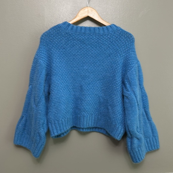 Maeve Anthropologie oversized cable knit cropped sweater Sz XS - Picture 5 of 8